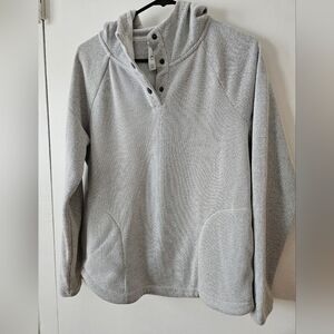 Kyodan Outdoor 1/4 Button Womans Gray Hoodie Size M Elegant And Very Warm